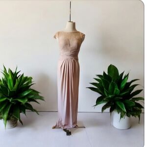 ASOS Pink Pleated Maxi Gown Scoop Neck Sleeveless